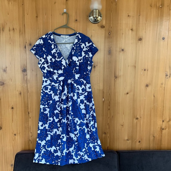 Boden | Dresses | Boden Royal Blue White Floral Dress Size 2 Long ...